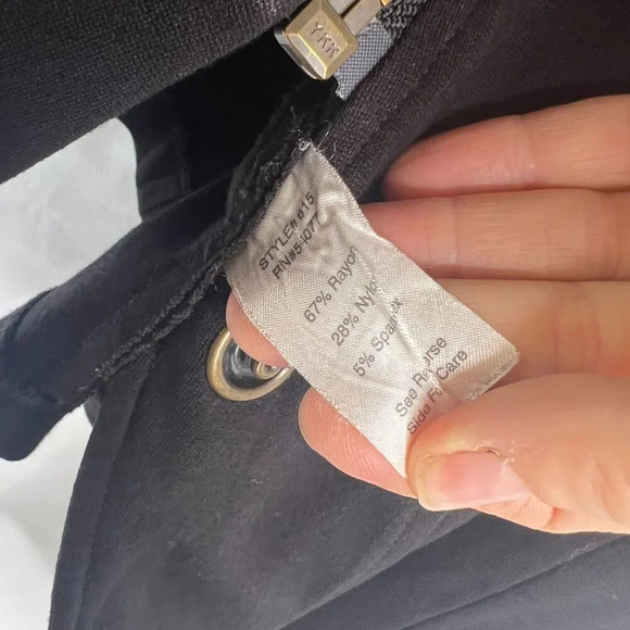 CAbi‎ Black Slant Front Zip Long Sleeve Ponte Cardigan Moto Jacket Sz MD - Picture 8 of 9